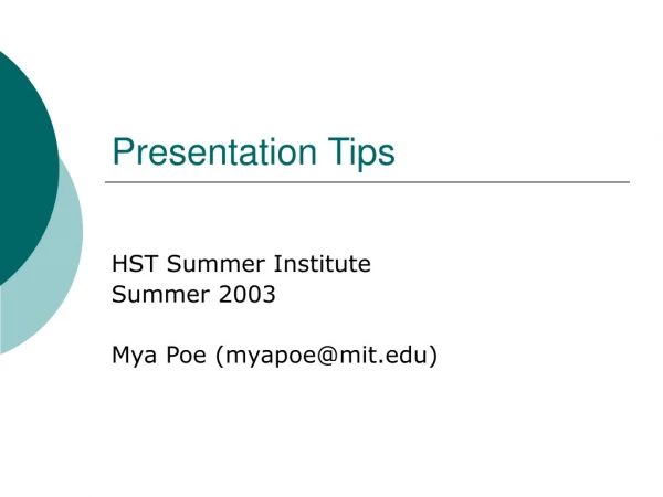 Presentation Tips