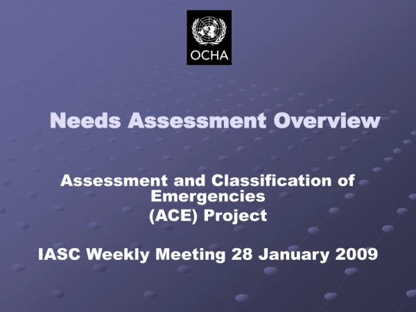 Needs Assessment Overview