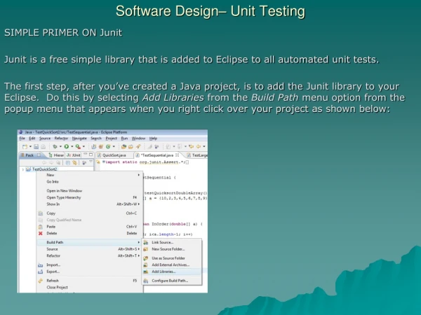 Software Design– Unit Testing