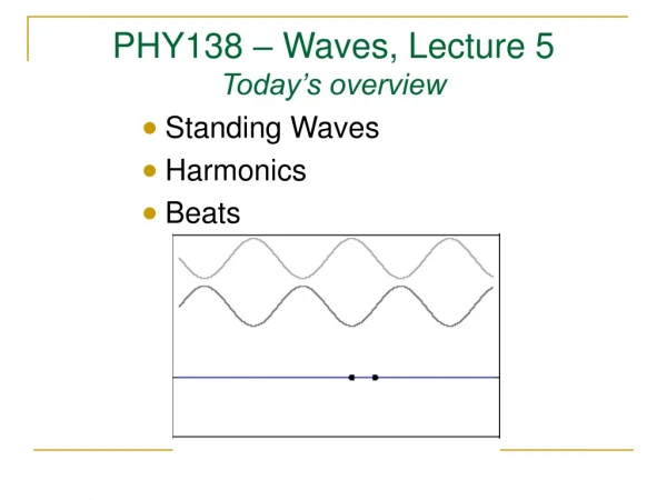 PHY138 – Waves, Lecture 5 Today’s overview