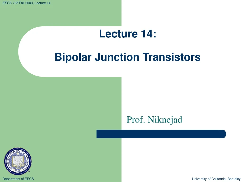 lecture 14 bipolar junction transistors