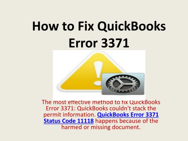 Resolve ☎ I8OO-993-4I9O Quickbooks Error Code 3371