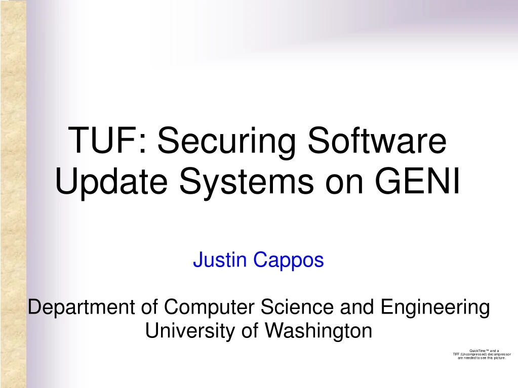 tuf securing software update systems on geni