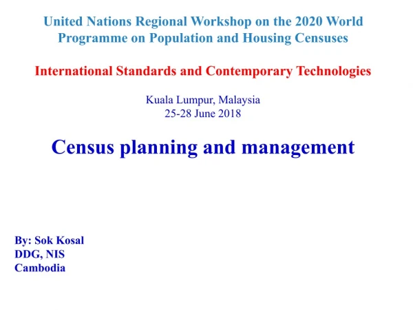 United Nations Regional Workshop on the 2020 World Programme on Population and Housing Censuses