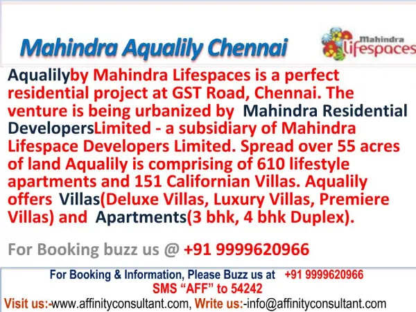 Mahindra Lifespaces World City Aqualily Chennai