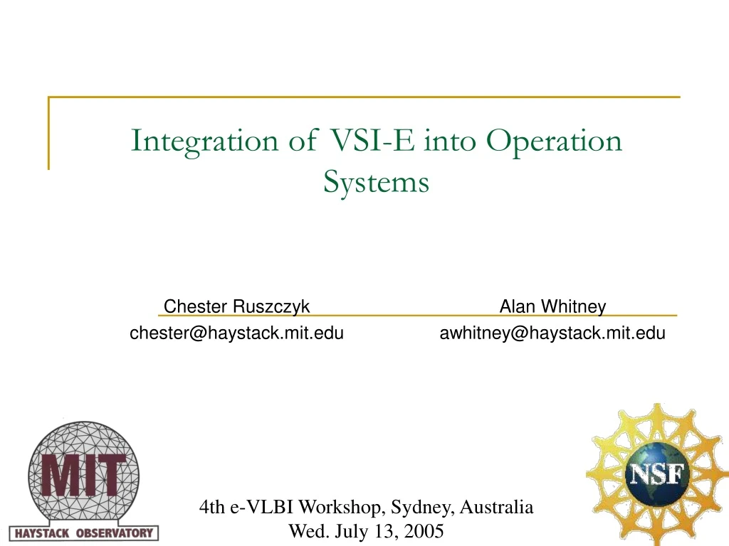 integration of vsi e into operation systems