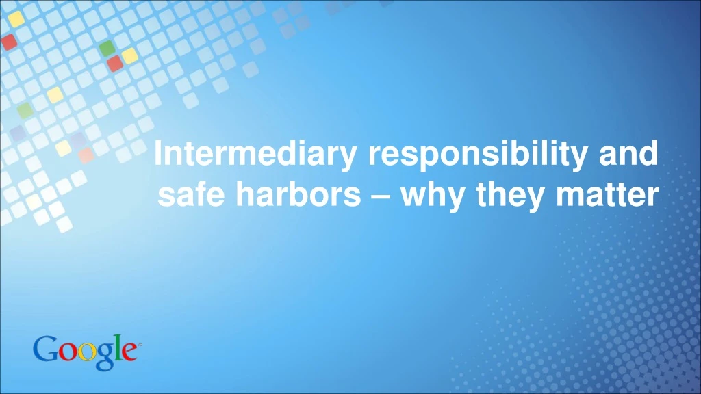 intermediary responsibility and safe harbors