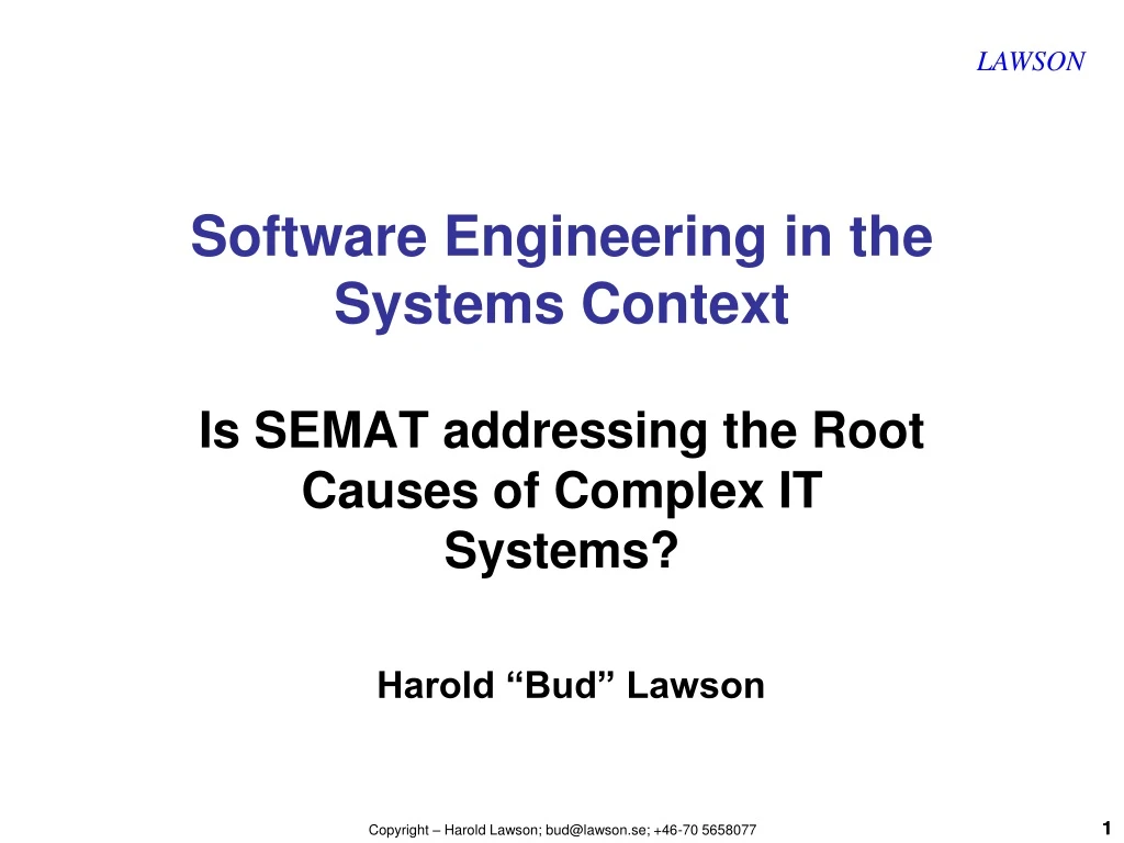 software engineering in the systems context