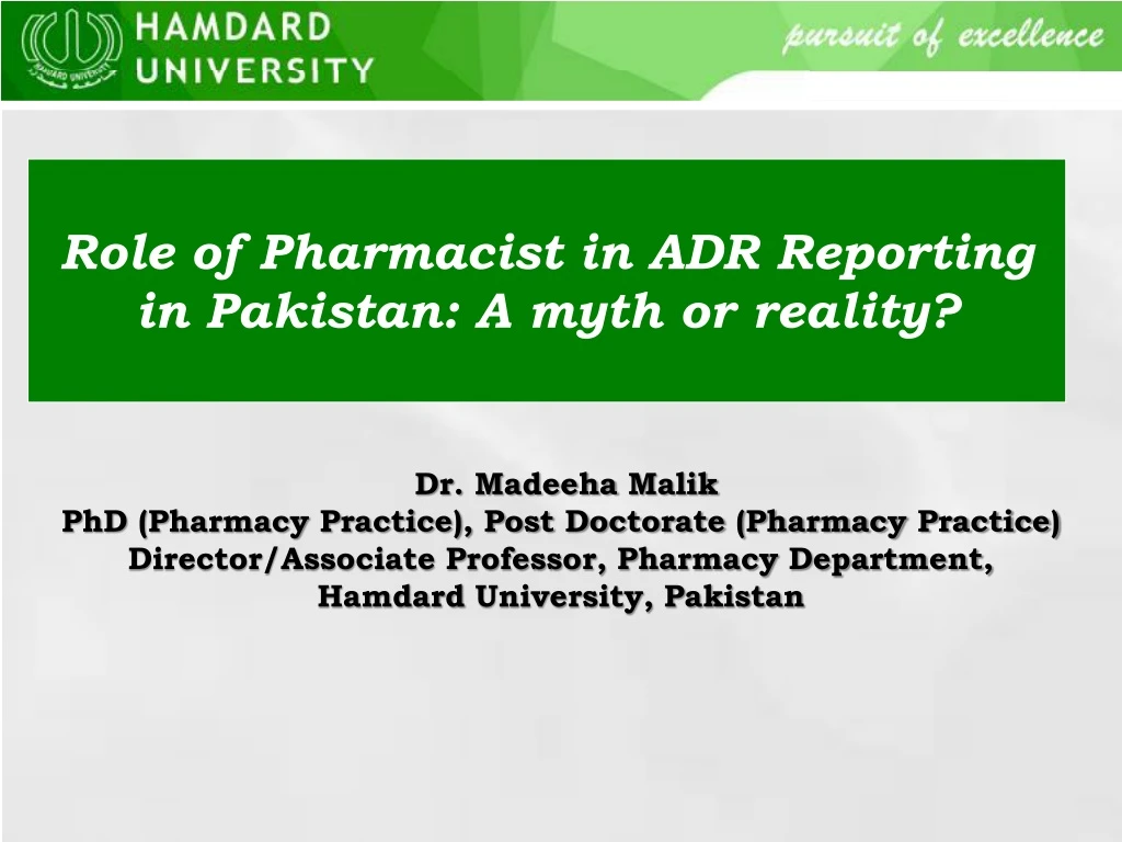 role of pharmacist in adr reporting in pakistan a myth or reality
