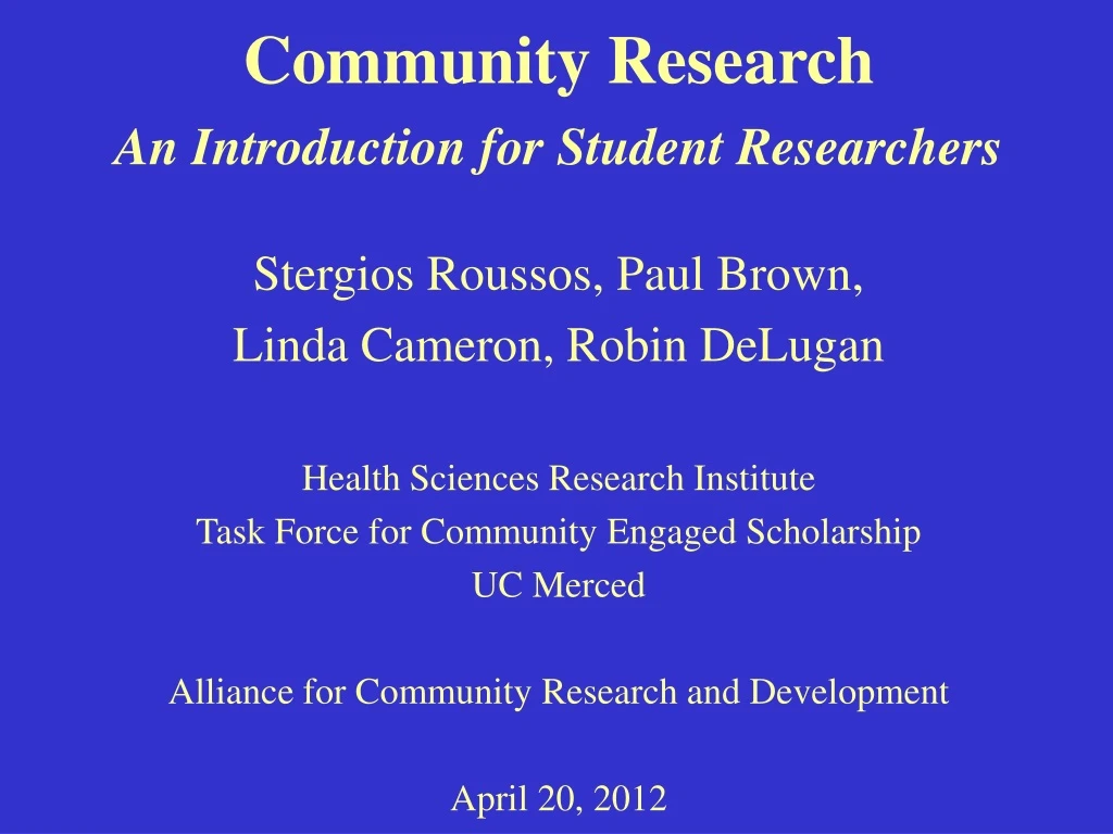 community research an introduction for student