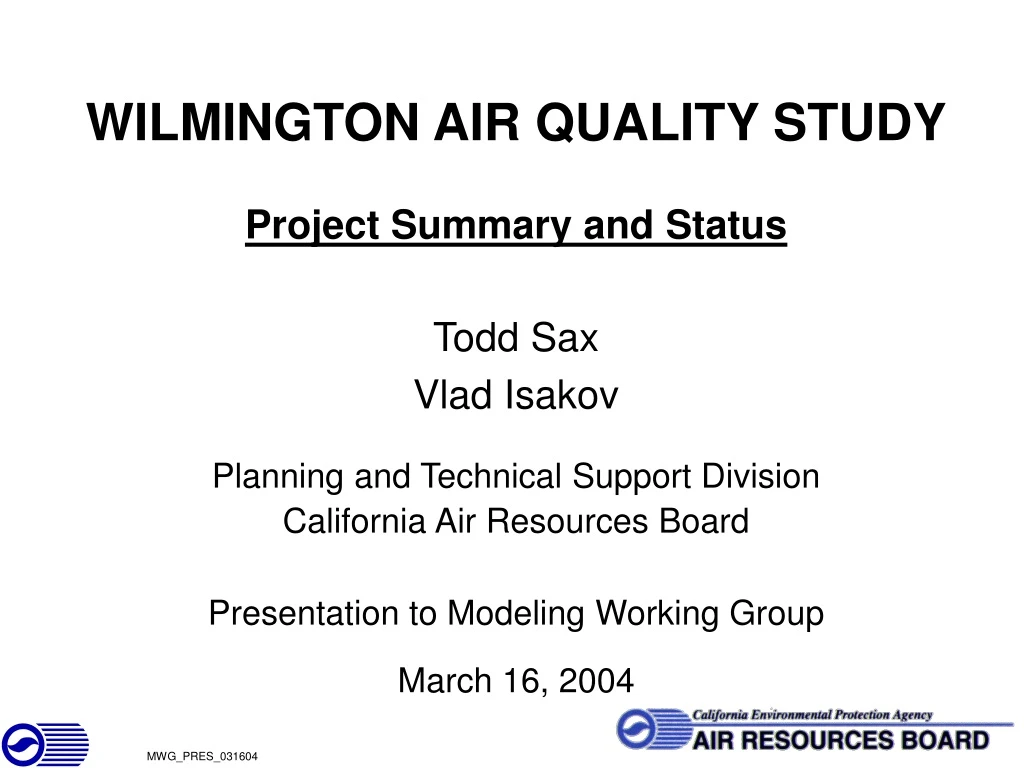wilmington air quality study project summary and status