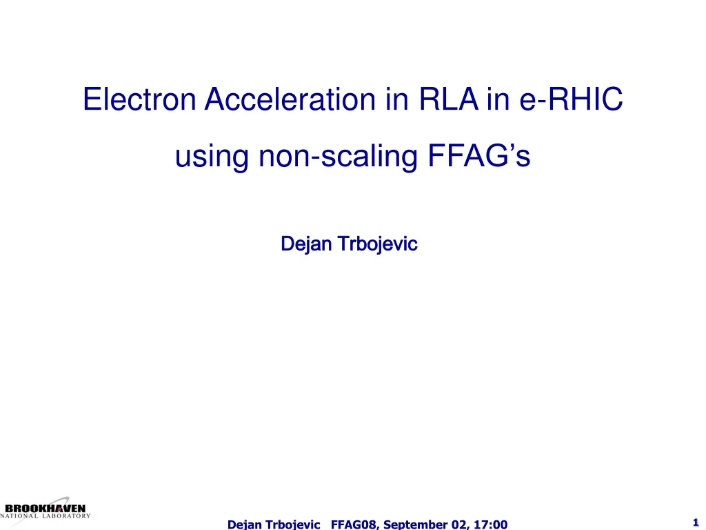 electron acceleration in rla in e rhic using