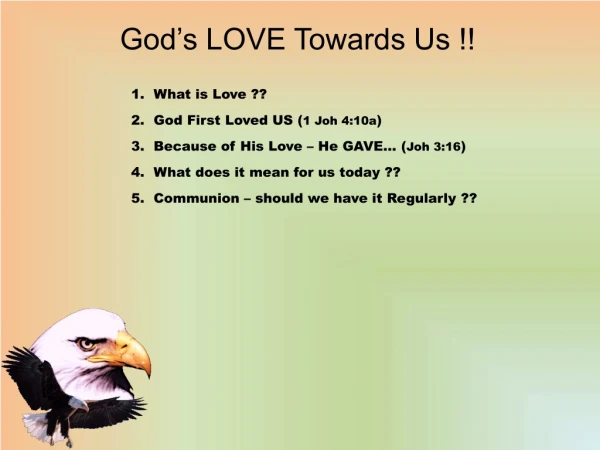 God’s LOVE Towards Us !!