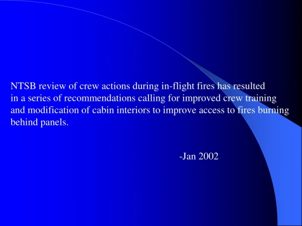 NTSB review of crew actions during in-flight fires has resulted