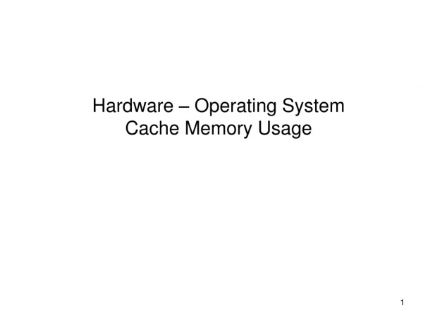 Hardware – Operating System Cache Memory Usage