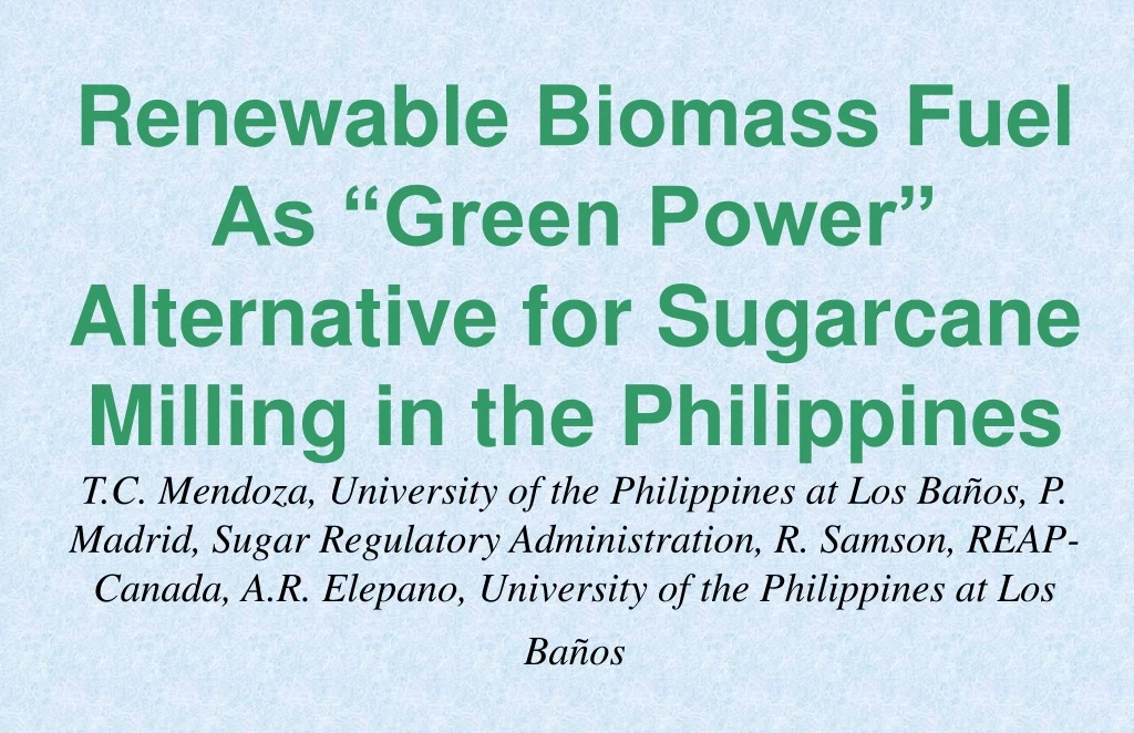 renewable biomass fuel as green power alternative