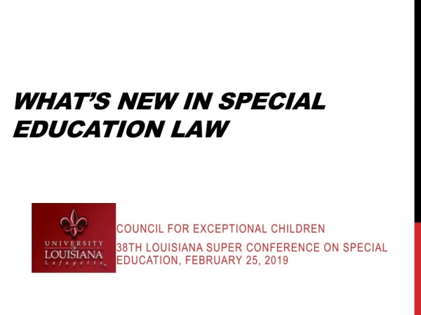 What’s New in Special Education Law