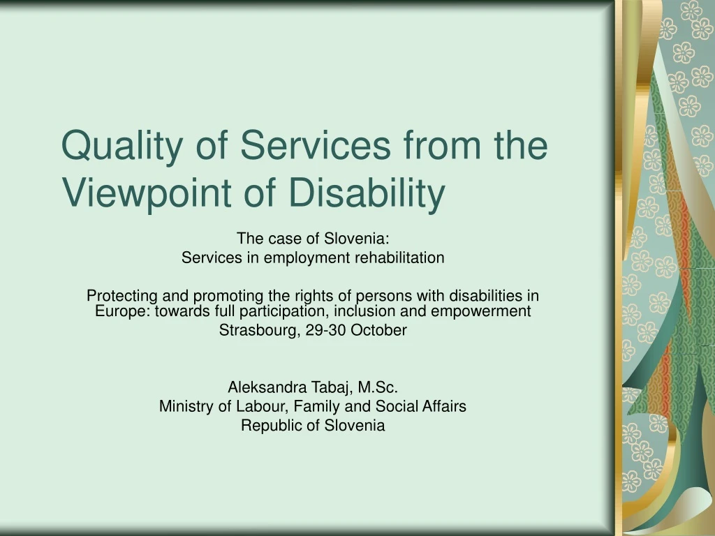 quality of services from the viewpoint of disability