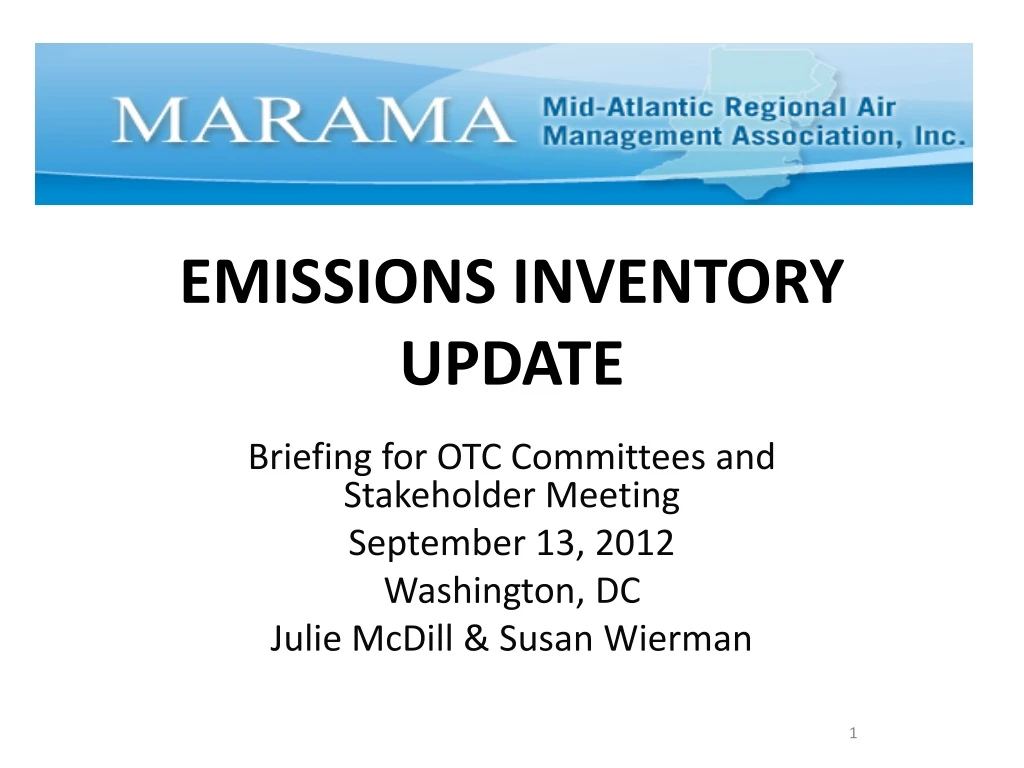 emissions inventory update