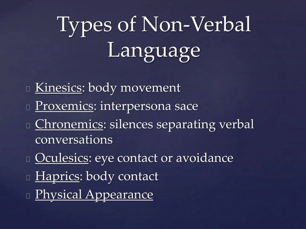 types of non verbal language