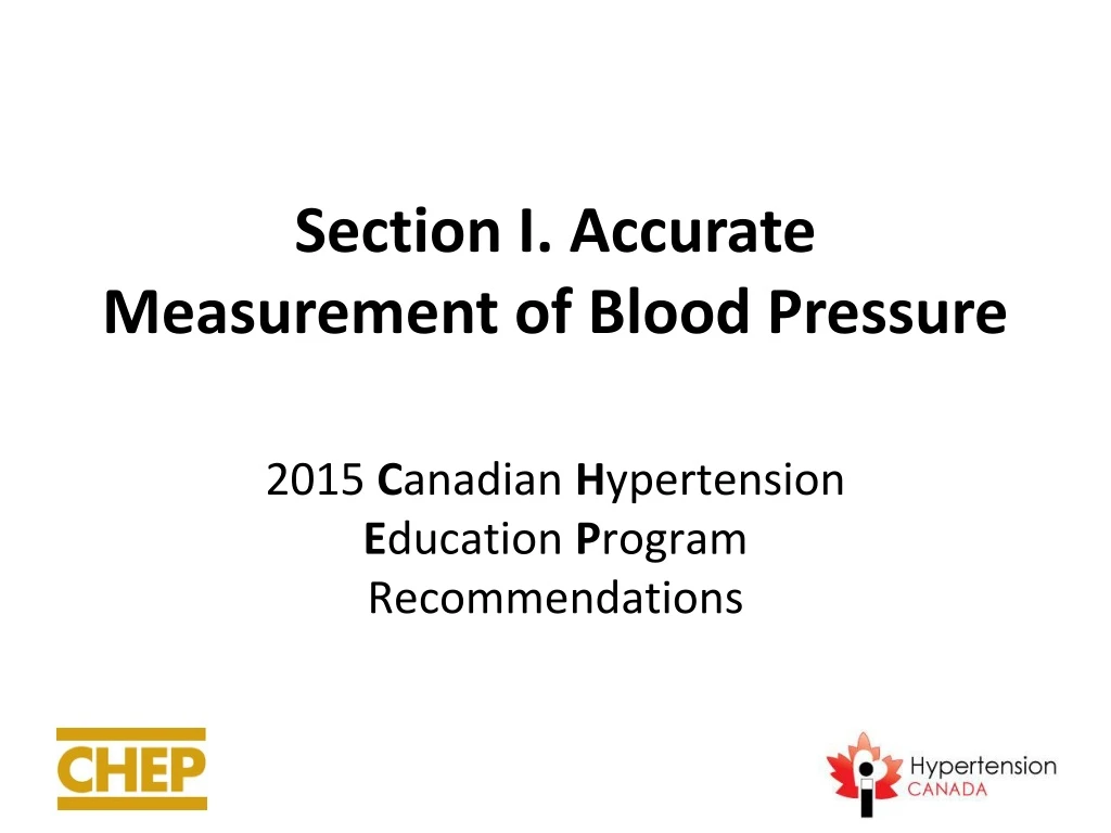 section i accurate measurement of blood pressure