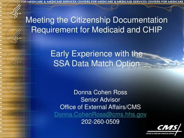 Meeting the Citizenship Documentation Requirement for Medicaid and CHIP
