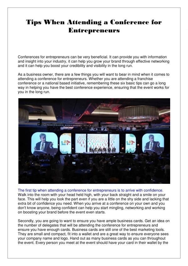 tips when attending a conference for entrepreneurs