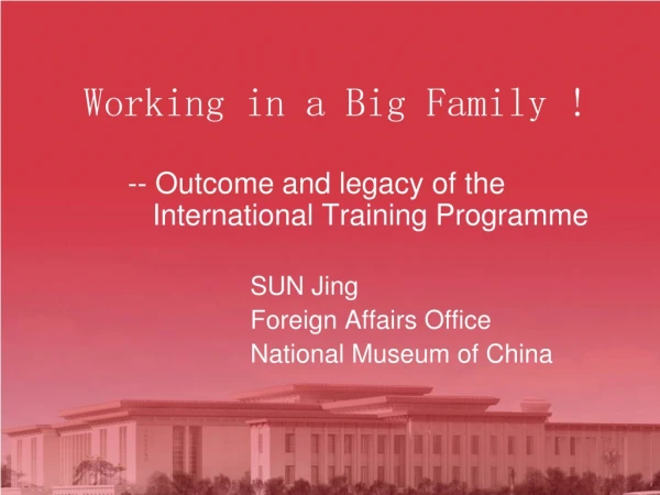 -- Outcome and legacy of the         International Training Programme