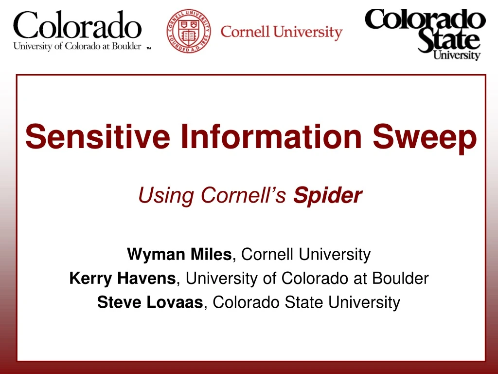 sensitive information sweep