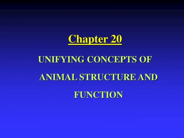 Chapter 20 UNIFYING CONCEPTS OF ANIMAL STRUCTURE AND FUNCTION