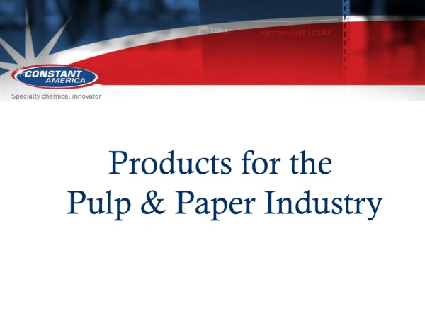 Products for the  Pulp &amp; Paper Industry