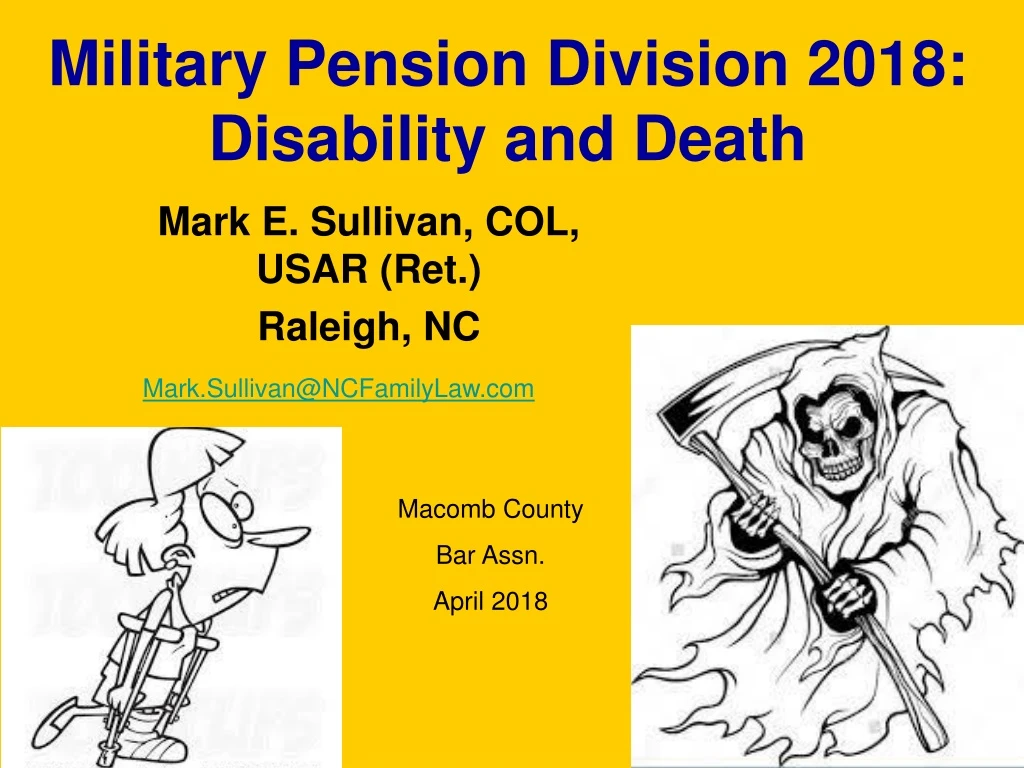 military pension division 2018 disability and death