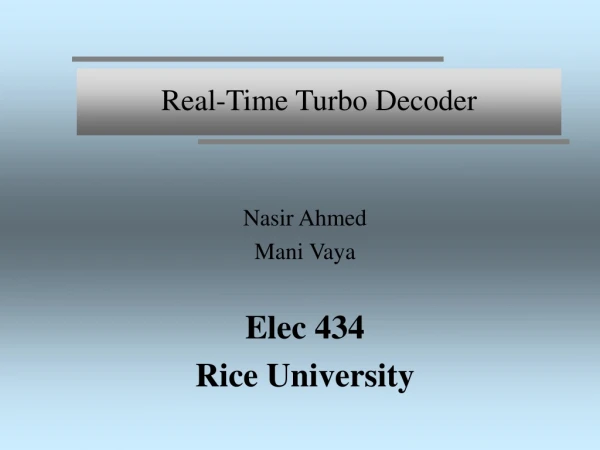 Real-Time Turbo Decoder