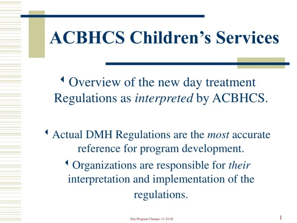 ACBHCS Children’s Services