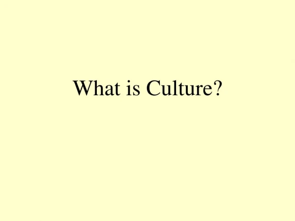 What is Culture?