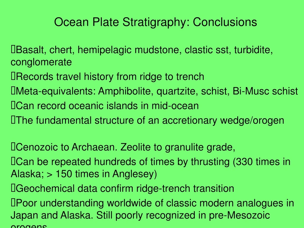 ocean plate stratigraphy conclusions basalt chert