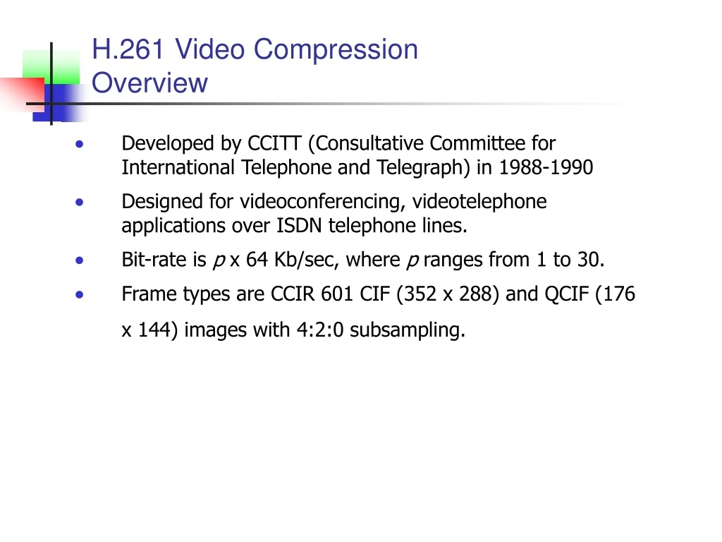 h 261 video compression overview