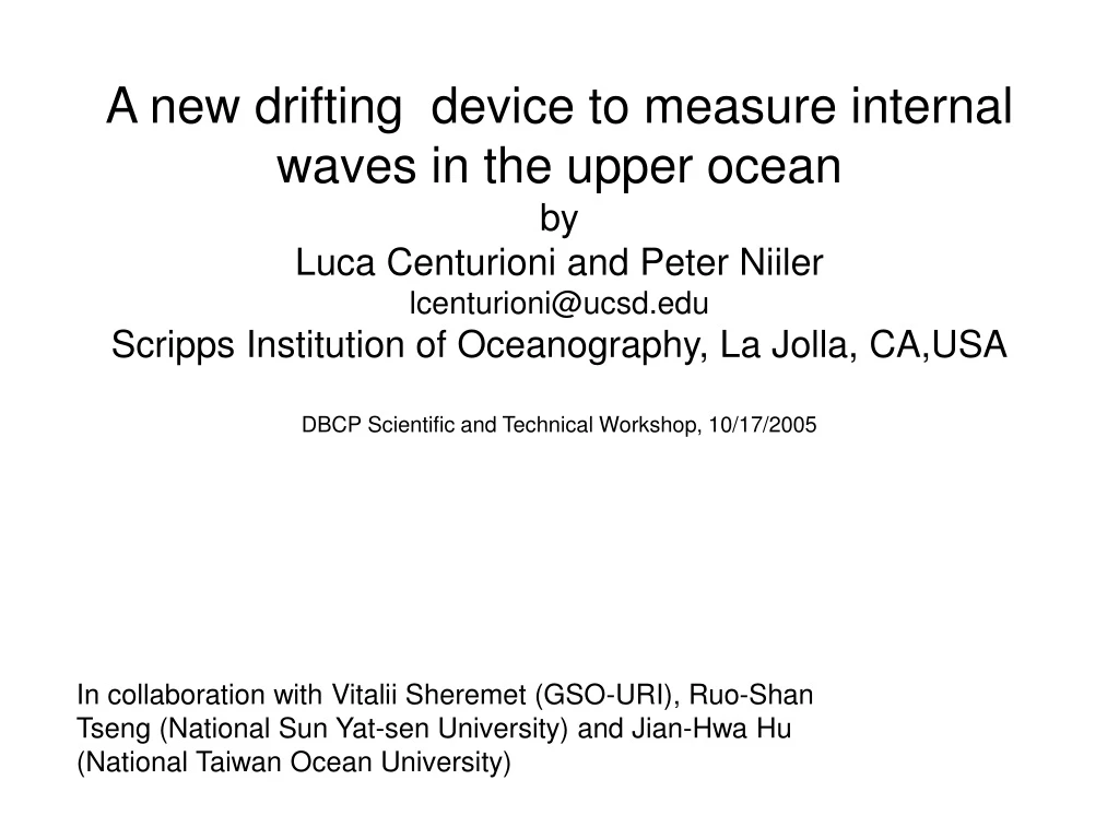 a new drifting device to measure internal waves
