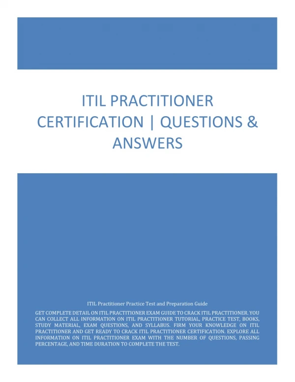 itil practitioner exam questions