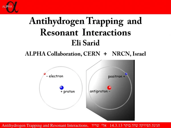 Eli Sarid ALPHA Collaboration, CERN    +   NRCN, Israel