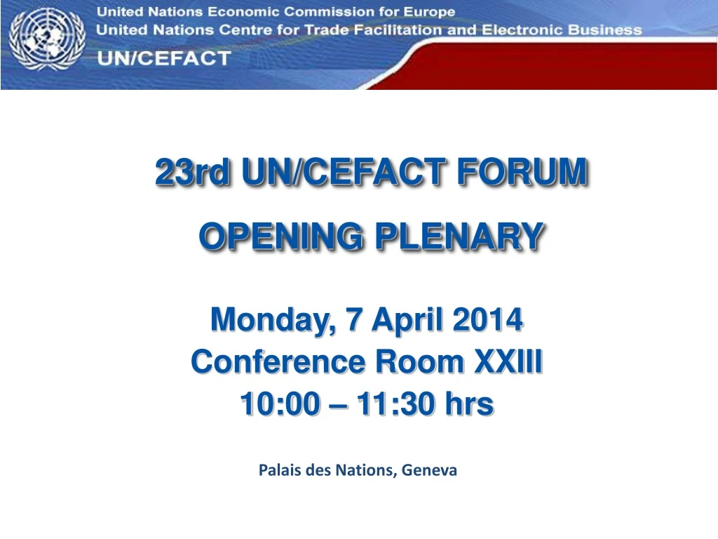 23rd un cefact forum opening plenary