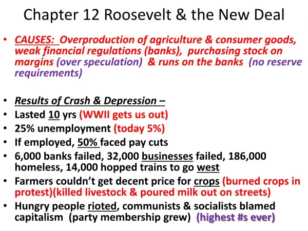 Chapter 12 Roosevelt &amp; the New Deal