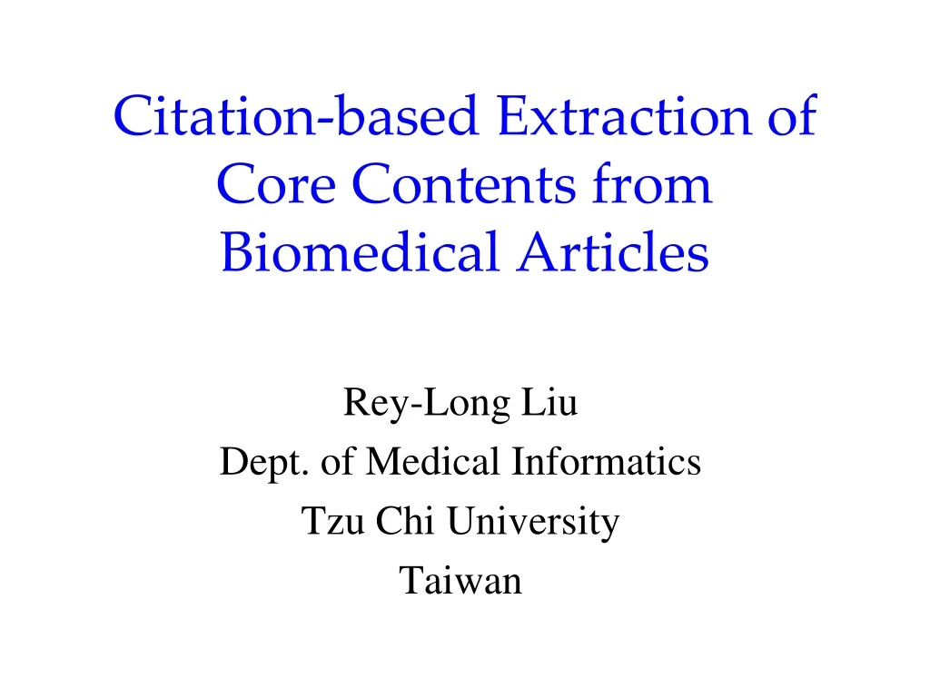 citation based extraction of core contents from biomedical articles