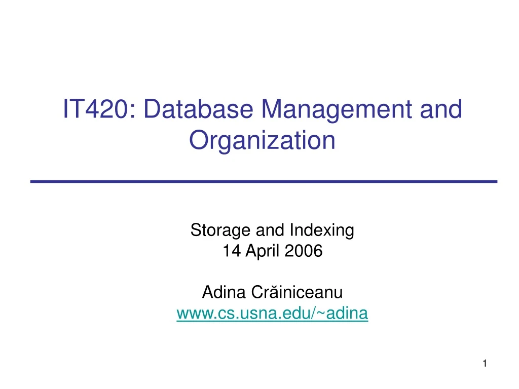 it420 database management and organization