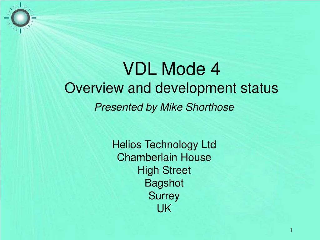 vdl mode 4 overview and development status