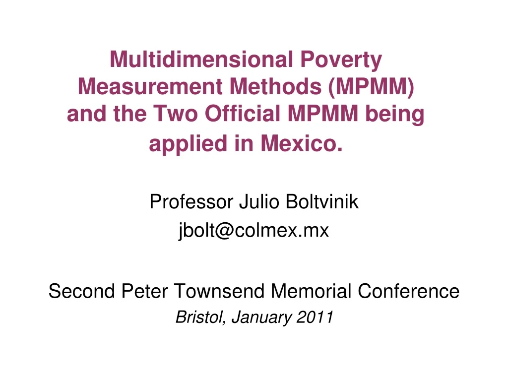 multidimensional poverty measurement methods mpmm and the two official mpmm being applied in mexico
