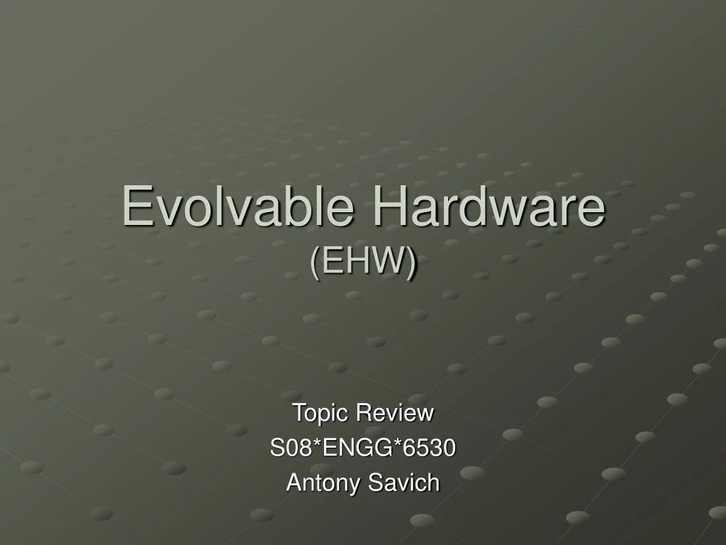 evolvable hardware ehw