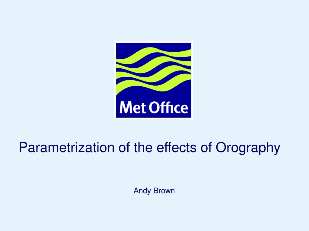 parametrization of the effects of orography