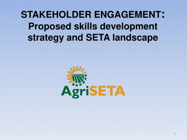 STAKEHOLDER ENGAGEMENT :  Proposed skills development strategy and SETA landscape