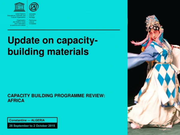 Update on capacity-building materials